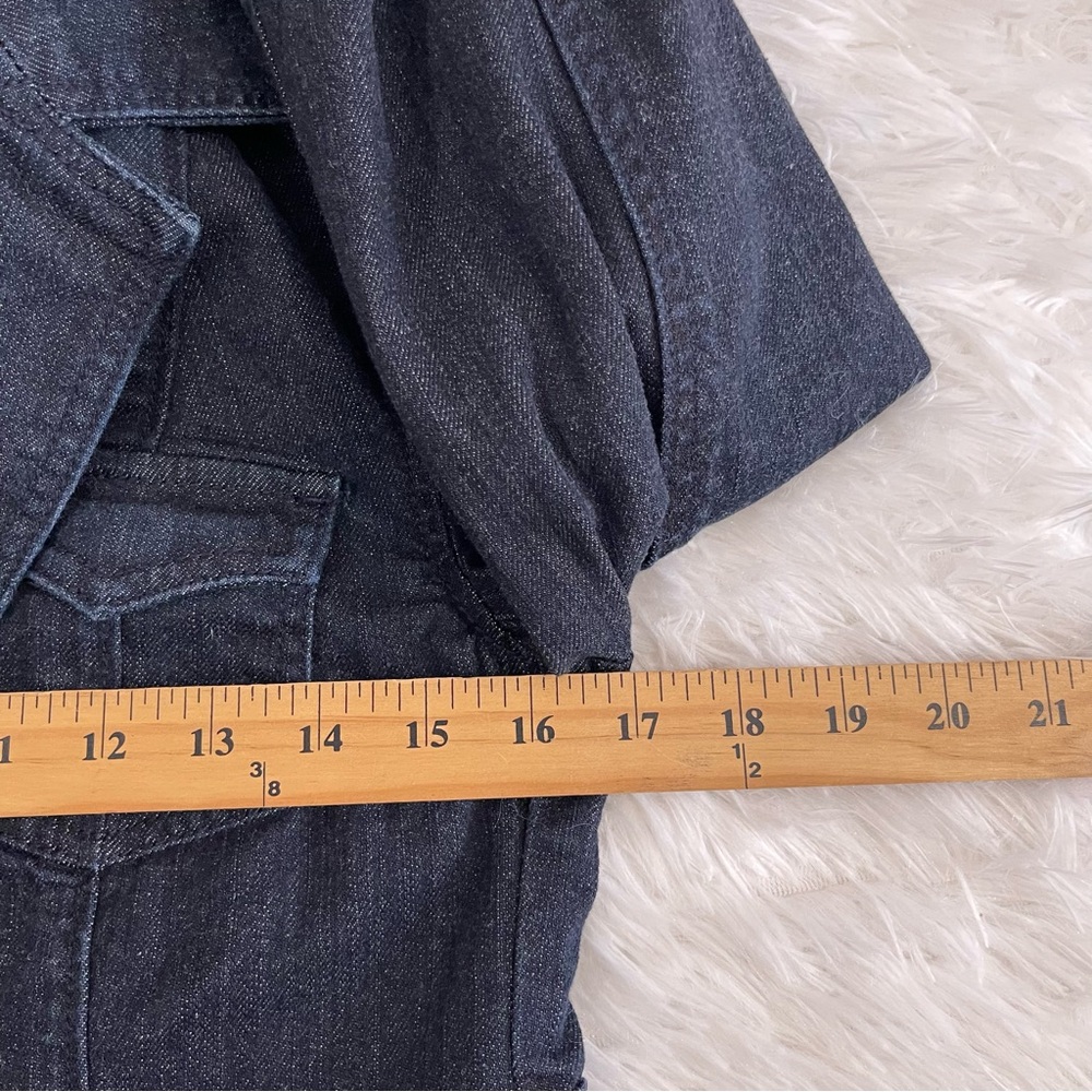 Talbots Fitted Denim Open front Blazer Jacket Womens 6 Petite Dark Wash - Picture 5 of 7